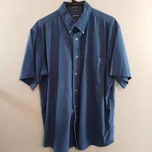 St John’s Bay Men’s Worry Free Short-Sleeve Button-Up Shirt Large Cotton Blue